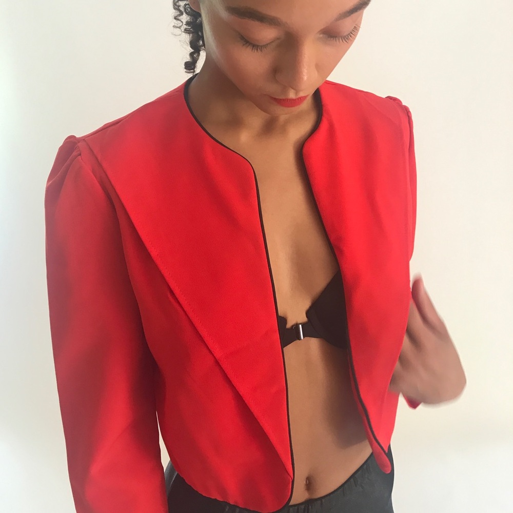 Crop Red Nautical Blazer